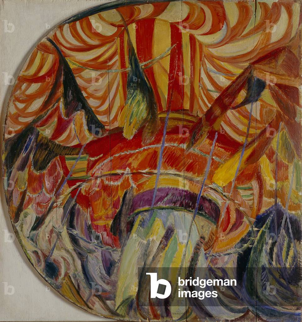 Carousel in Riponne square, 1917 (oil on board)
