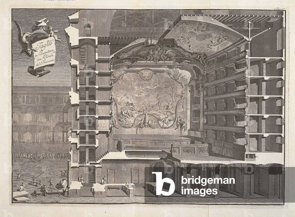 The New Regio Theater in Turin - Vertical section in perspective with a view of the proscenium/forestage, 1760 - 1760
