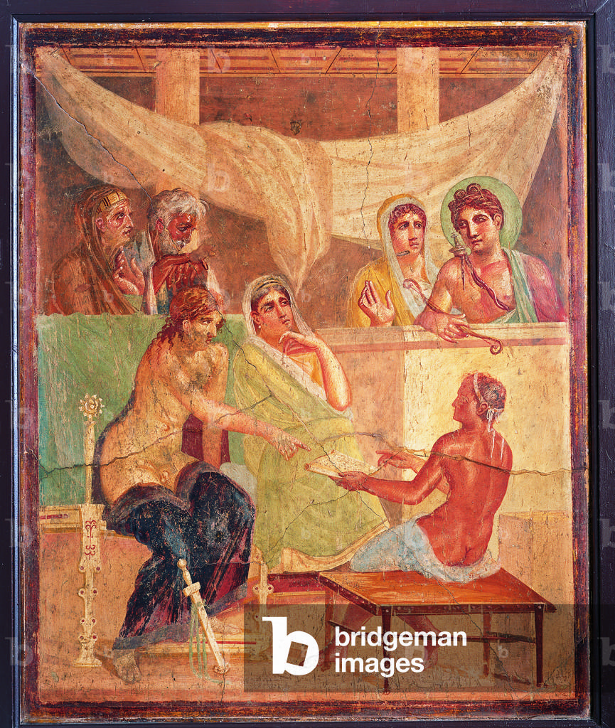 Alcestis and Admetus, by unknown artist, 50-79, 1st Century A.D., ripped fresco, 106 x 86,5 cm