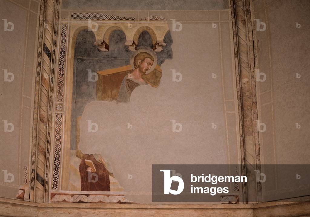 Dome lantern frescoes - survived decoration of the dome and of the tambour (Affreschi del tiburio - Decorazione superstite della cupola e del tamburo), by First Master of Chiaravalle and Second Master of Chiaravalle, 12th Century, fresco