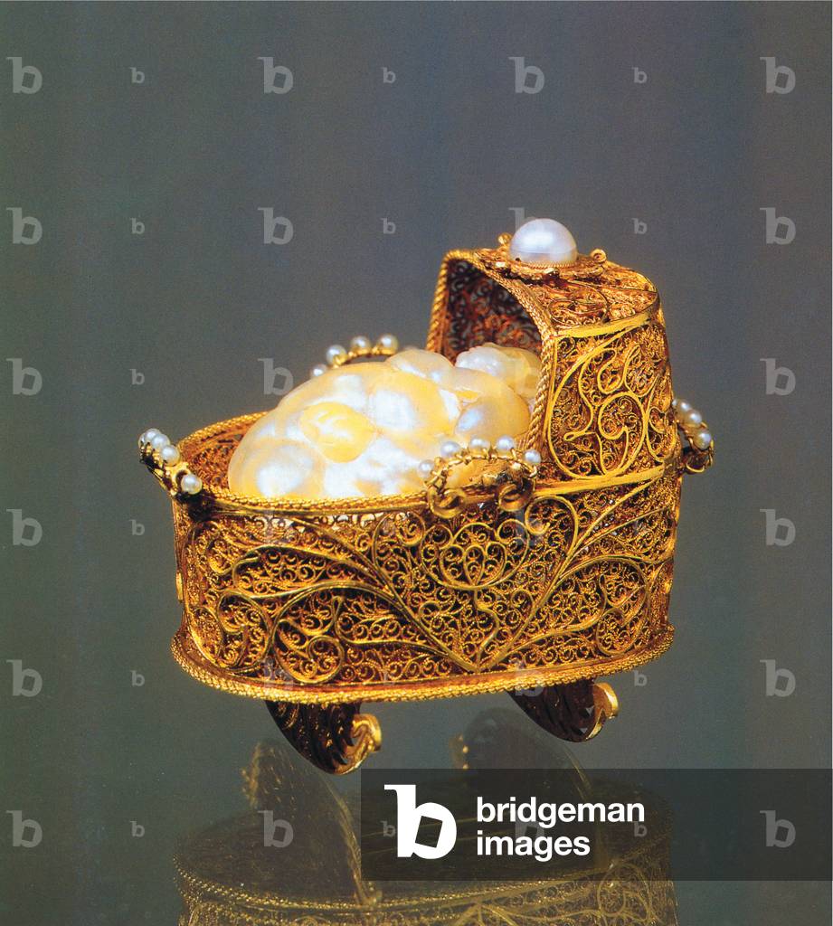 Crib and Child, 1695 (gold, mother, of, pearl)