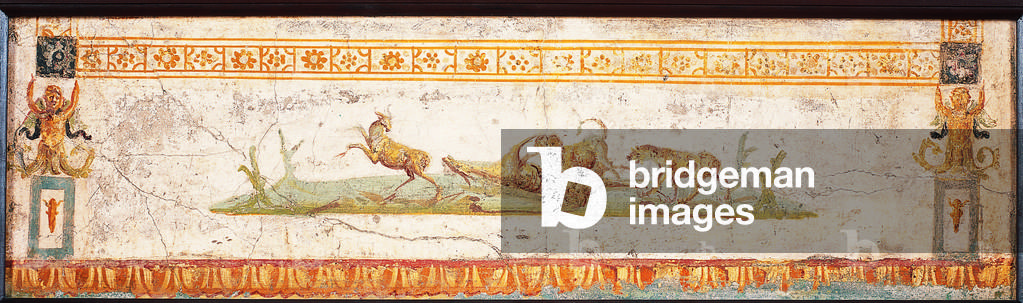 Praedella, by unknown artist, 55-79, 1st Century A.D., ripped fresco, 31 x 97 cm