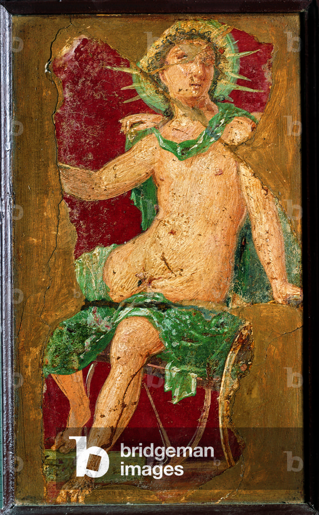 Helios, by unknown artist, 10-37, 1st Century A.D., ripped fresco, 39 x 23 cm