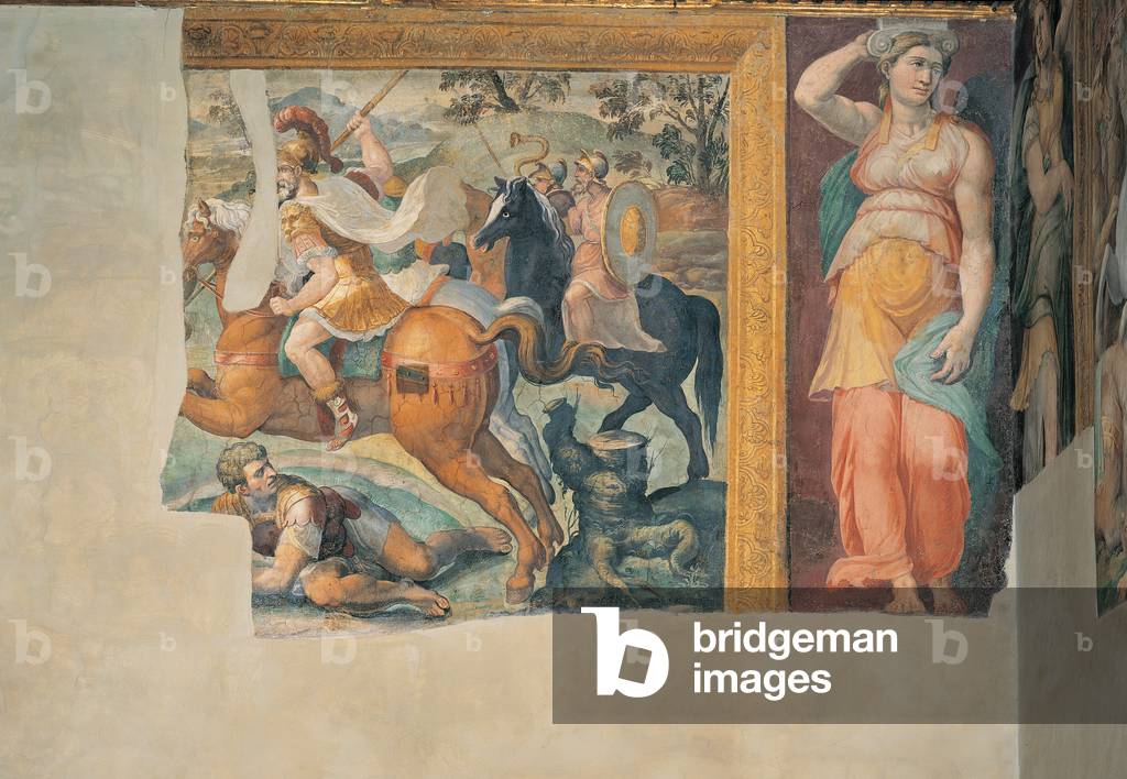 Caryatid and Battle Scene, 1550 (fresco)