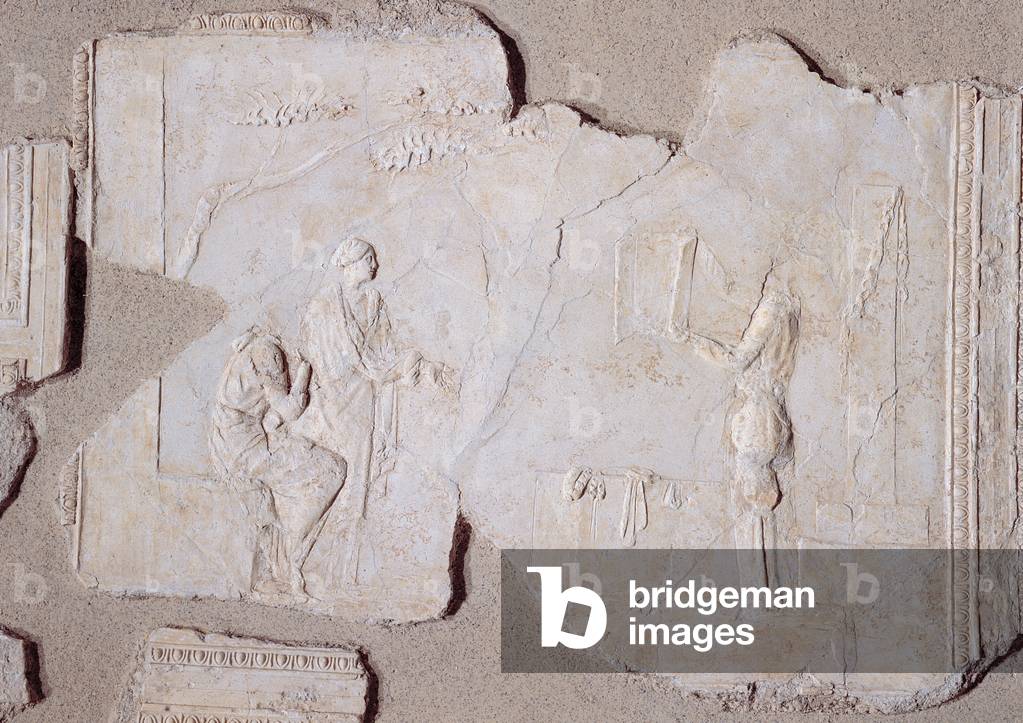 Panel depicting the presentation of a triptych, 25 A.D. (stucco)