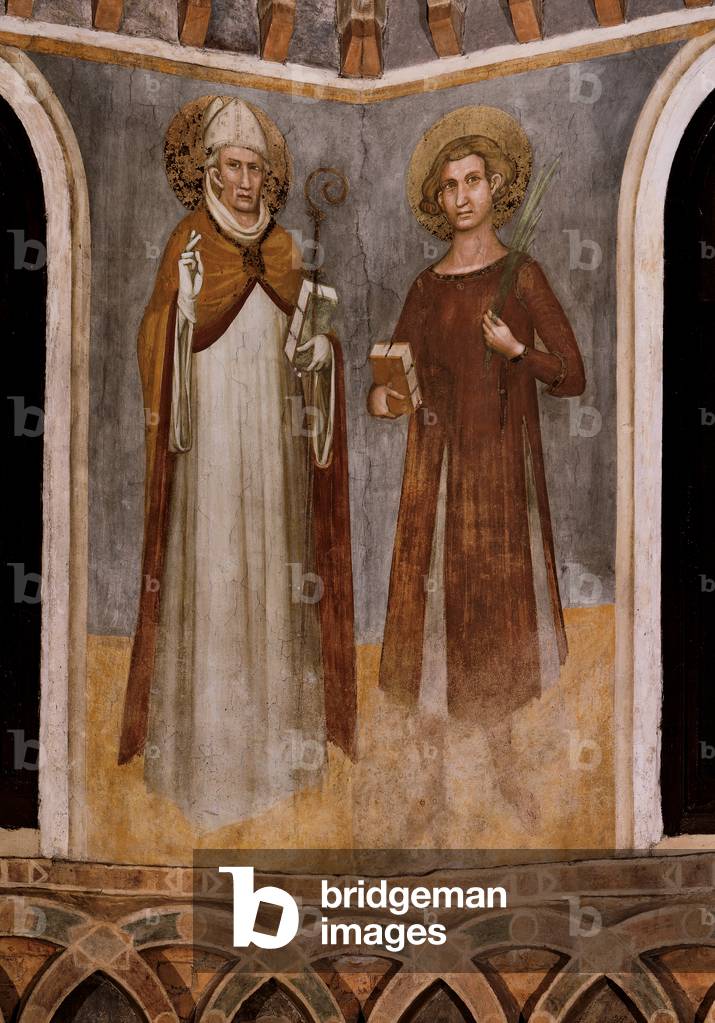 Dome lantern frescoes - survived decoration of the dome and of the tambour (Affreschi del tiburio - Decorazione superstite della cupola e del tamburo) by First Master of Chiaravalle and Second Master of Chiaravalle, 12th Century, fresco