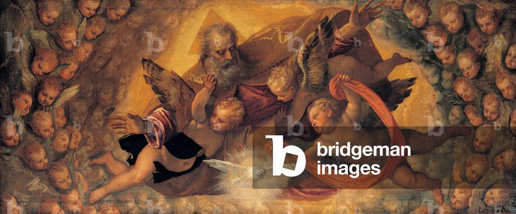 God the Father Surrounded by Angels, (oil on canvas)