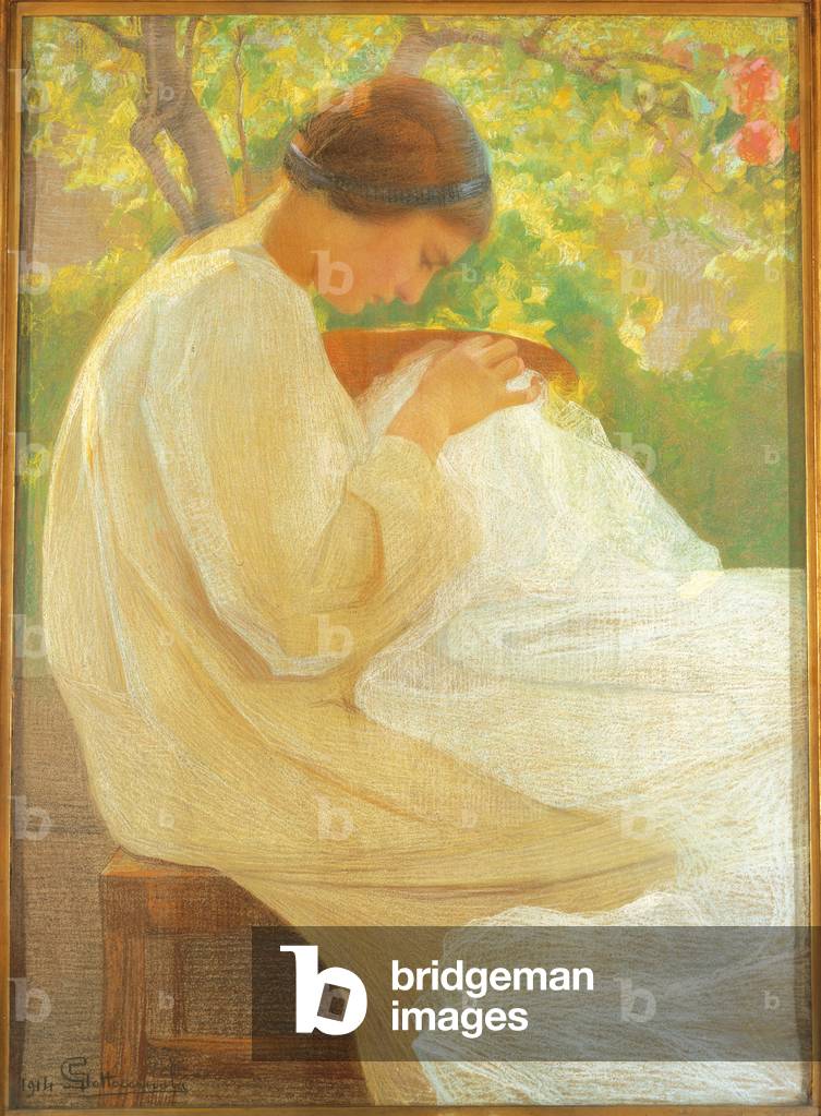 Light and Work, by Giovanni Sottocornola, 1914, 20th Century, oil on canvas, 112 x 80 cm