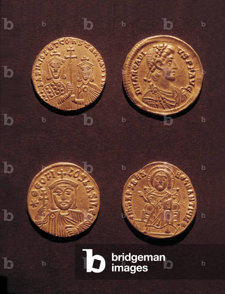 Byzantine gold Solidi of Arcadius and Theophilus, (disk fusion)