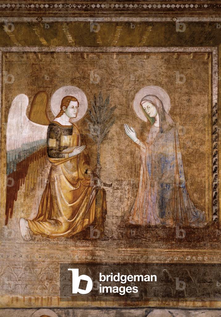 Announcement of death to the Virgin (Annuncio della morte alla Vergine), by Second Master of Chiaravalle, Stefano Fiorentino, 14th Century, fresco