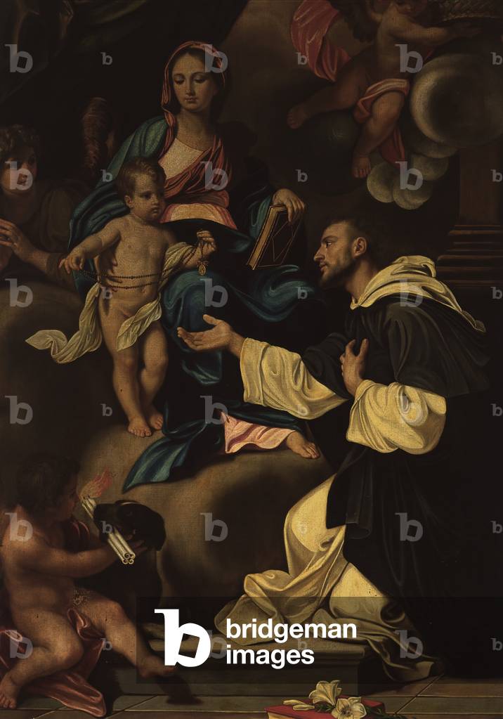 Madonna with Child and Saint Dominic or Madonna of the Rosary, by Gaetano Lapis, 1733, 18th Century, oil on canvas, 250 x 150 cm
