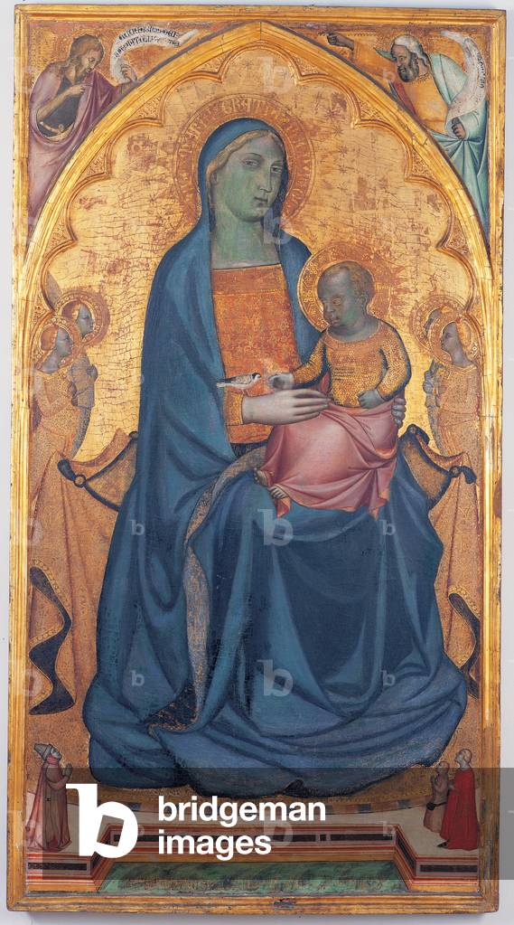 Madonna and Child With Three Donors, (tempera on panel with gold ground)