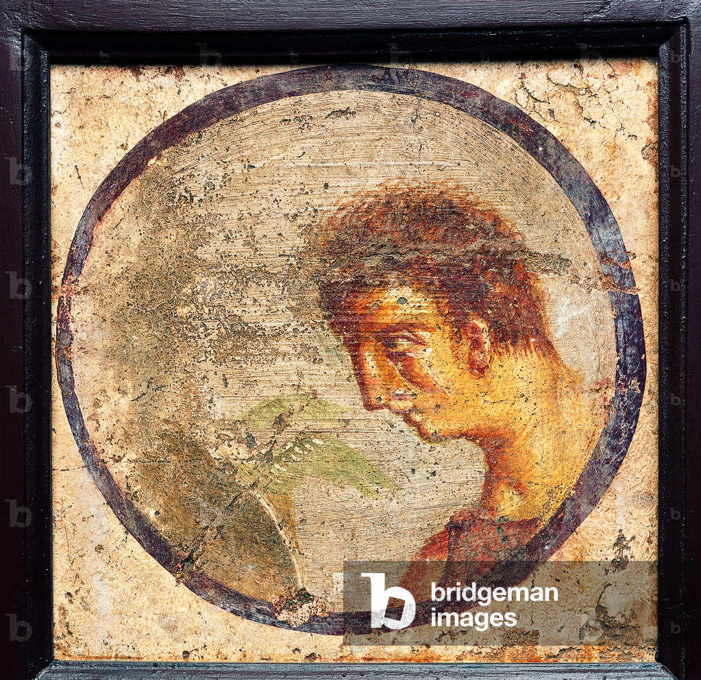 Young Man Profile, by unknown artist, 50-79, 1st Century A.D., ripped fresco, 25 x 25 cm