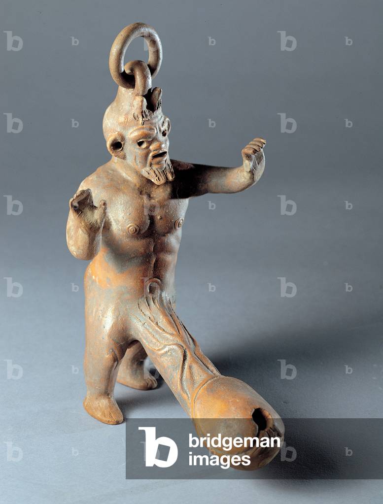 Faun shaped oil lamp, (terracotta)