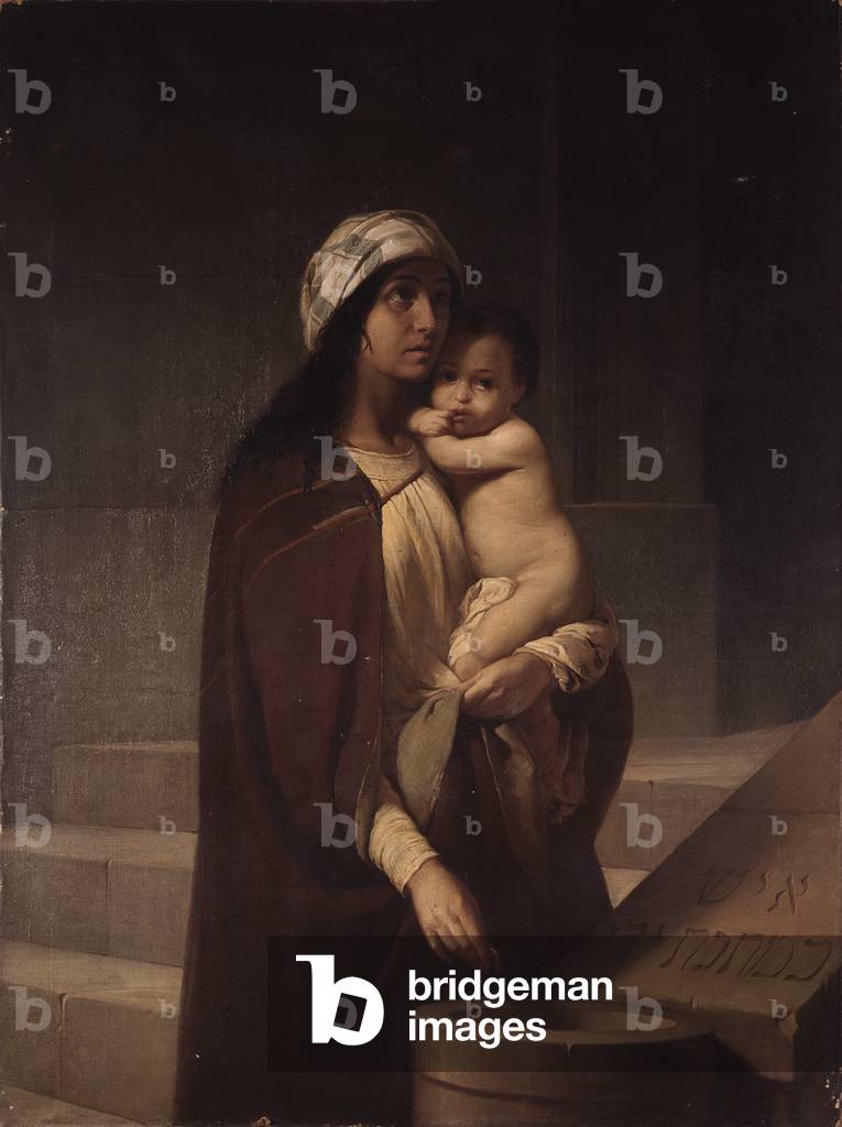 The poor widow's mite, by Raffaele Casnedi, 1854, 19th Century, oil on canvas, 158,5 x 118 cm