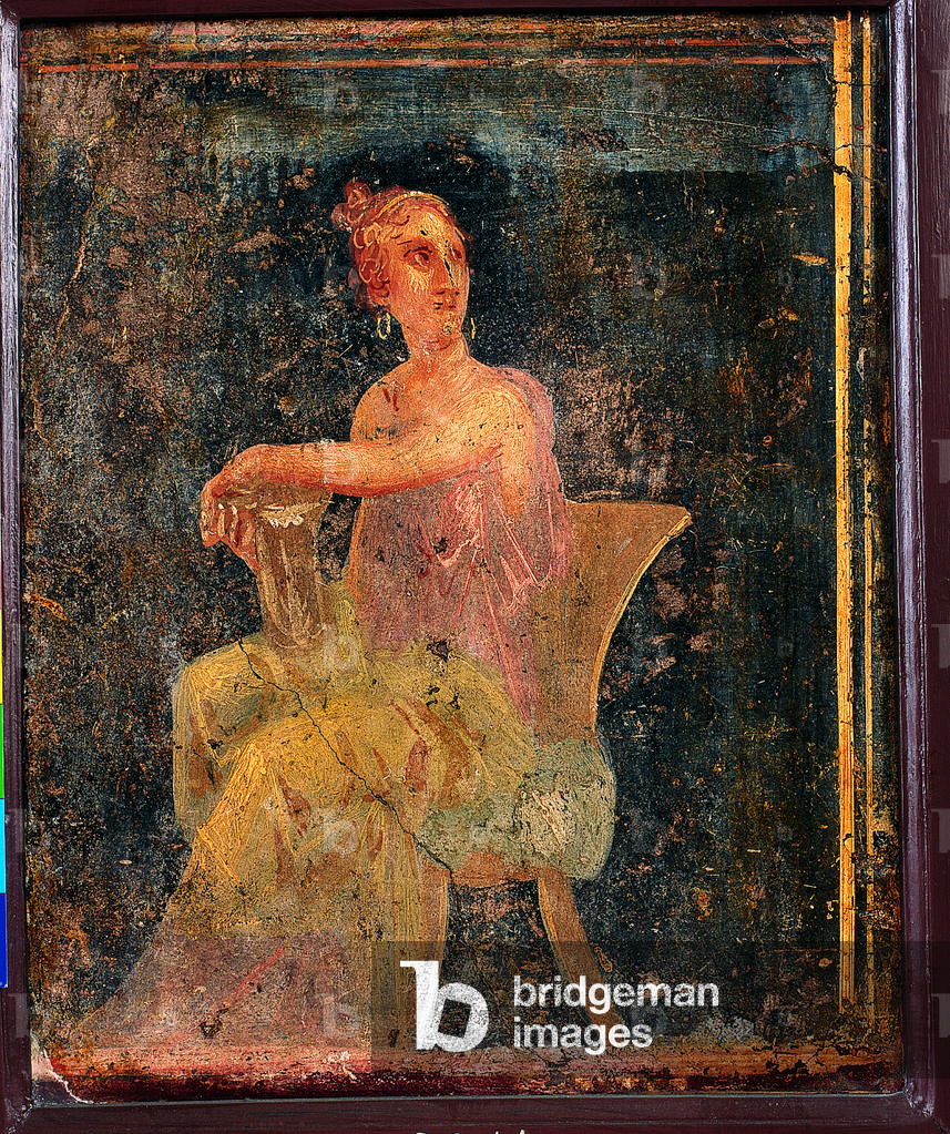 Sitting Woman, by unknown artist, 54-69, 1st Century A.D., ripped fresco, 47 x 38 cm