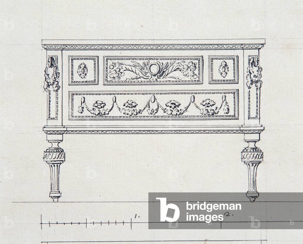 Project for the table in the apartment of the Duke of Aosta in Venaria Reale (Progetto per il tavolo dell'appartamento del Duca di Aosta a Venaria Reale), by Carlo Rondoni, 1789, 18th Century, drawing