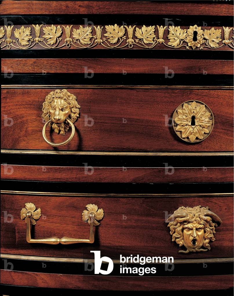 Chest, 1807 (wood veneered, mahogany, ebony inlaid, bronze)