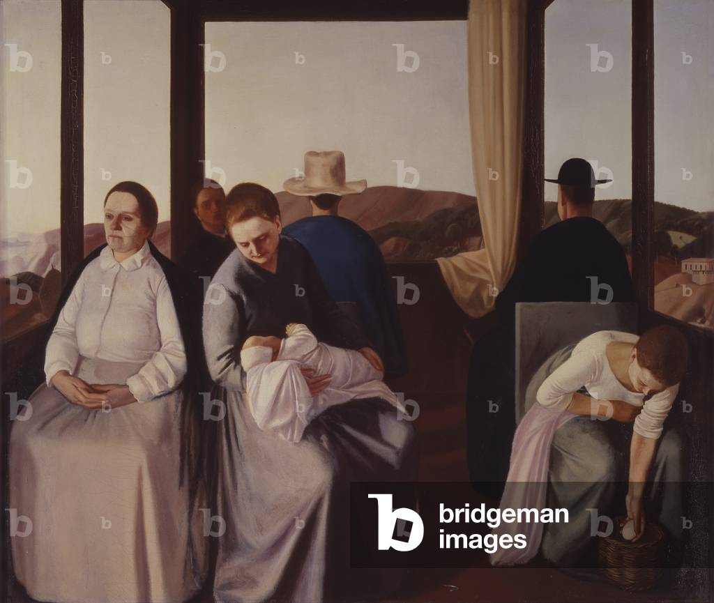 On a Tram, by Virgilio Guidi, 1923, 20th Century, oil on canvas, 160 x 190 cm