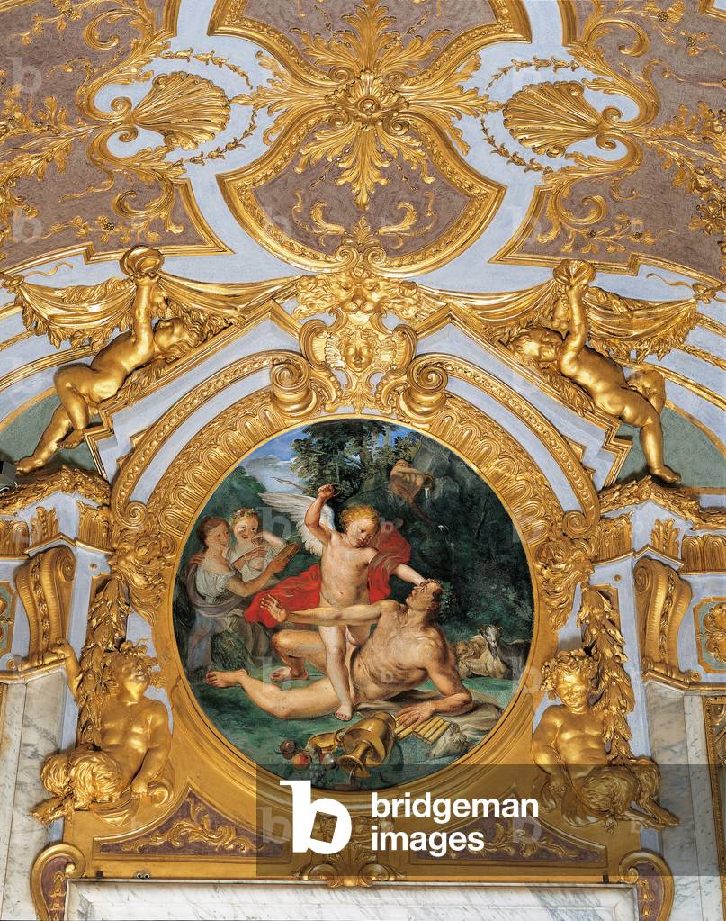 Detail of the hall of mirrors decorations (Particolare delle decorazioni della Galleria degli Specchi), by Lorenzo De Ferrari and Francesco Maria Costa, 1738, 18th Century