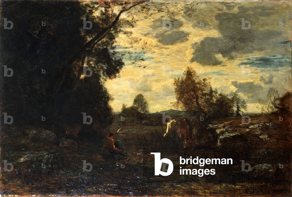 A Morning in Ottober, by Antonio Fontanesi, 1862, 19th Century, oil on canvas