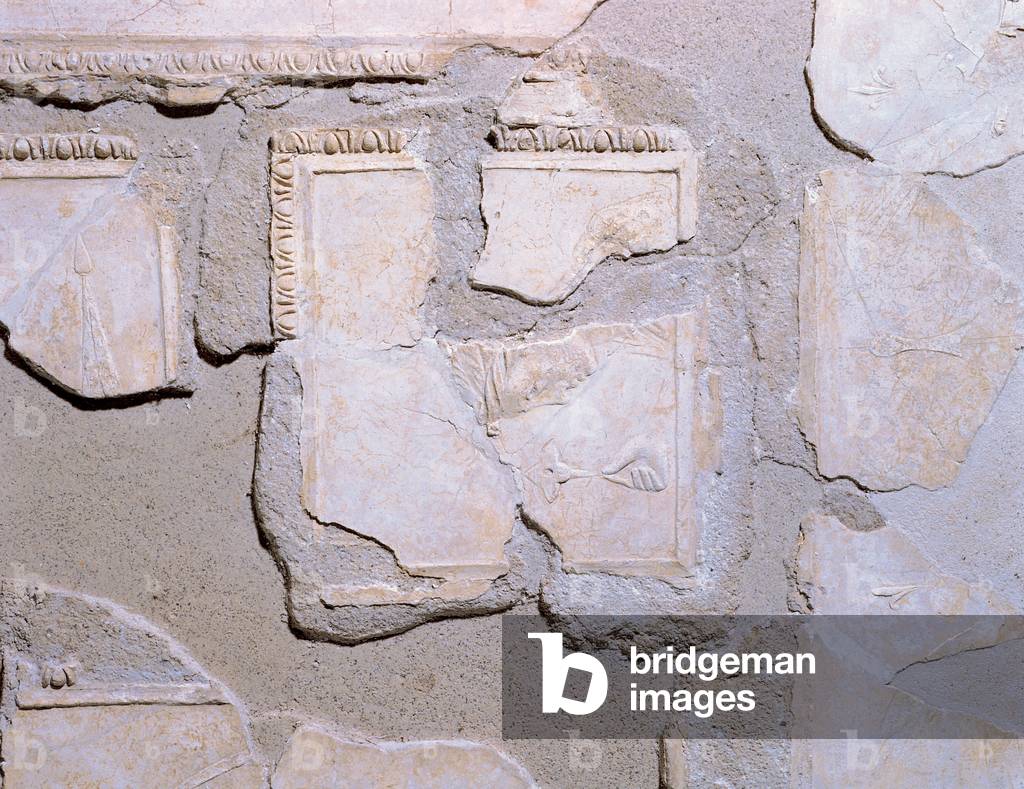 Panel with female head holding a flower, 25 A.D. (stucco)