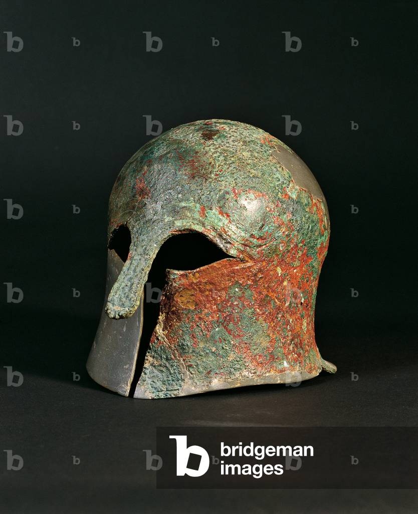 Armento. Apulian-Corinthian metal helm (Armento. Elmo apulo-corinzio), 6th Century a.D.