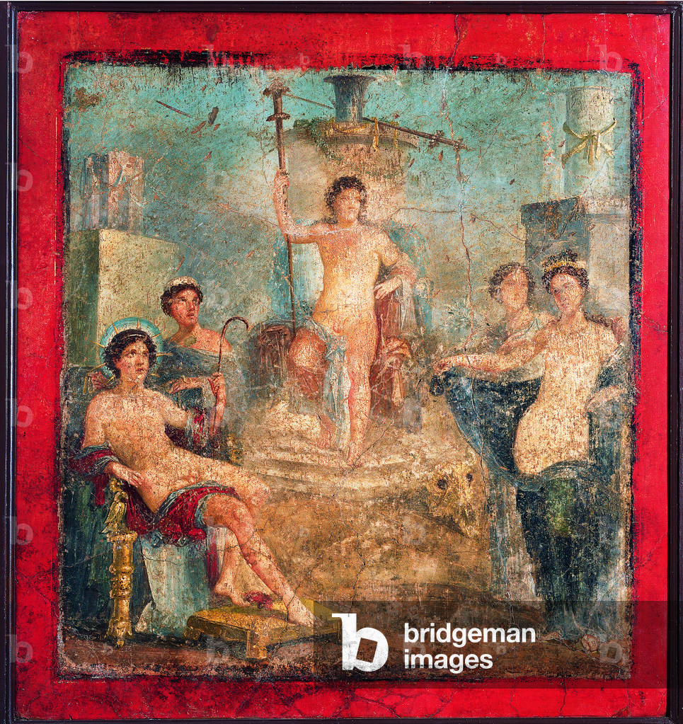 Dionysiac Stibadium, by unknown artist, 45-79, 1st Century A.D., ripped fresco, 100 x 93 cm