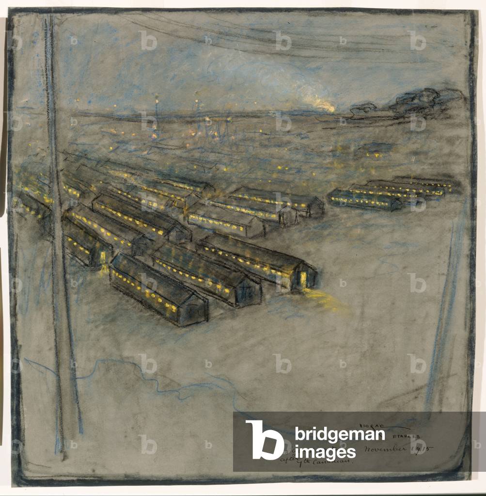 23rd General Hospital, 1915 (pastel with gouache on grey laid paper)