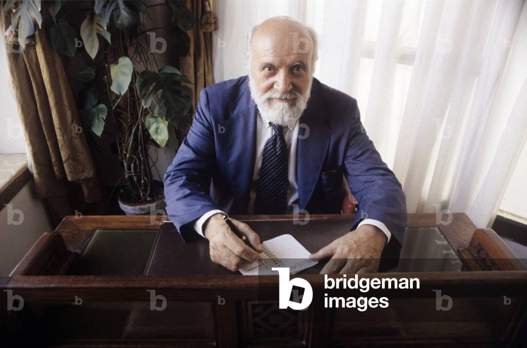 Altiero Spinelli seated at the desk