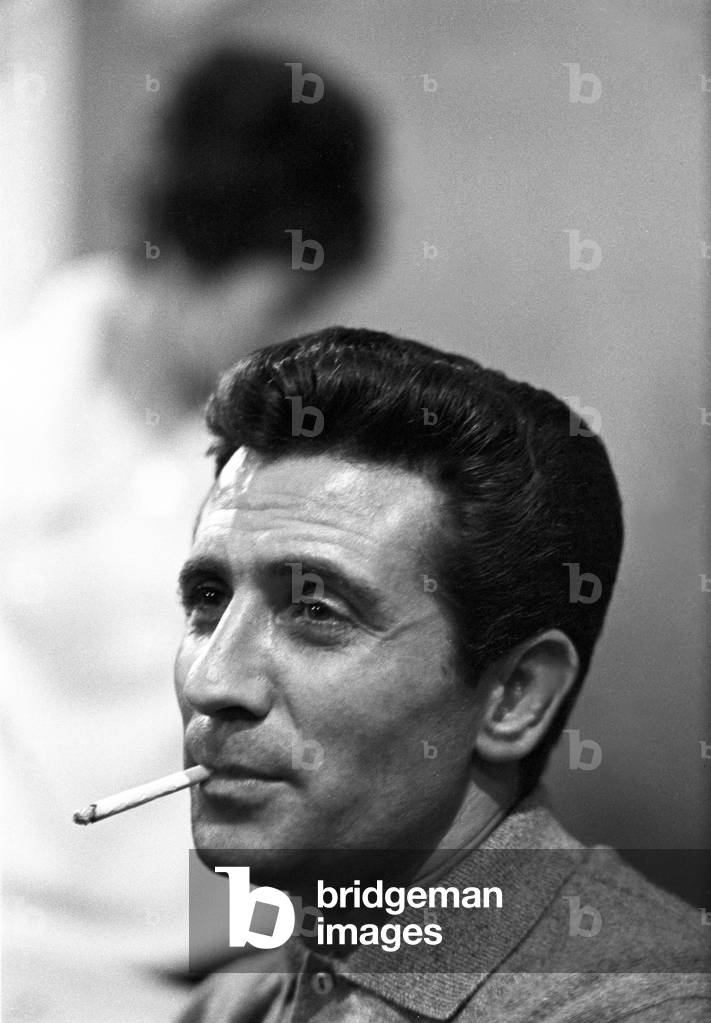 Gilbert Becaud during the rehearsal of L'Opera d'Aran, France, 1962 (b/w photo)