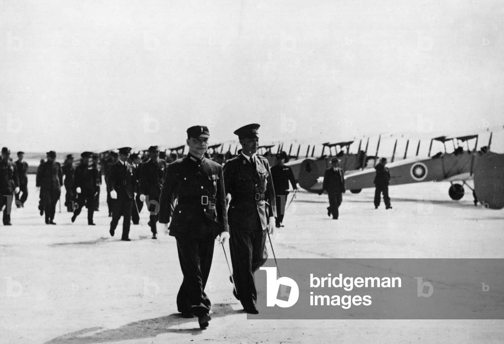 Wang Jingwei inspecting a fighter squadron
