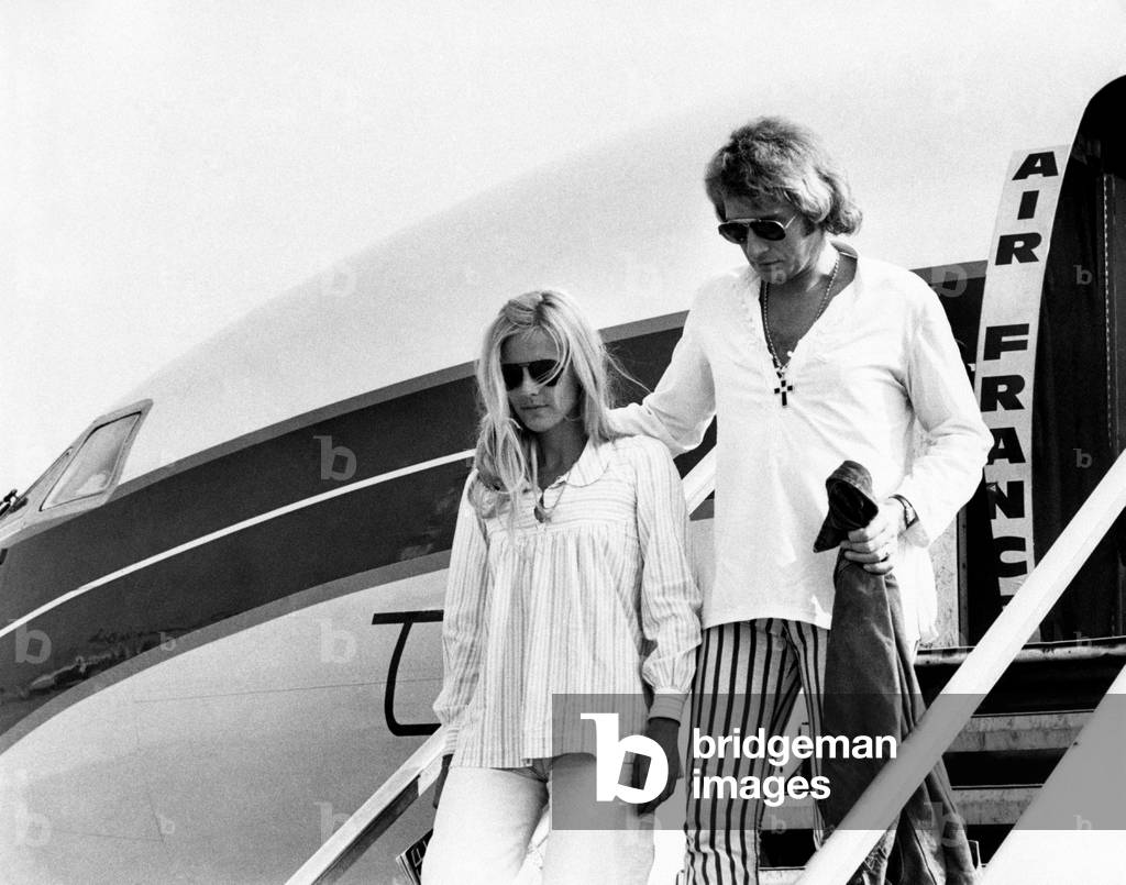 Sylvie Vartan with Johnny Hallyday, Milan, Italy, 1973