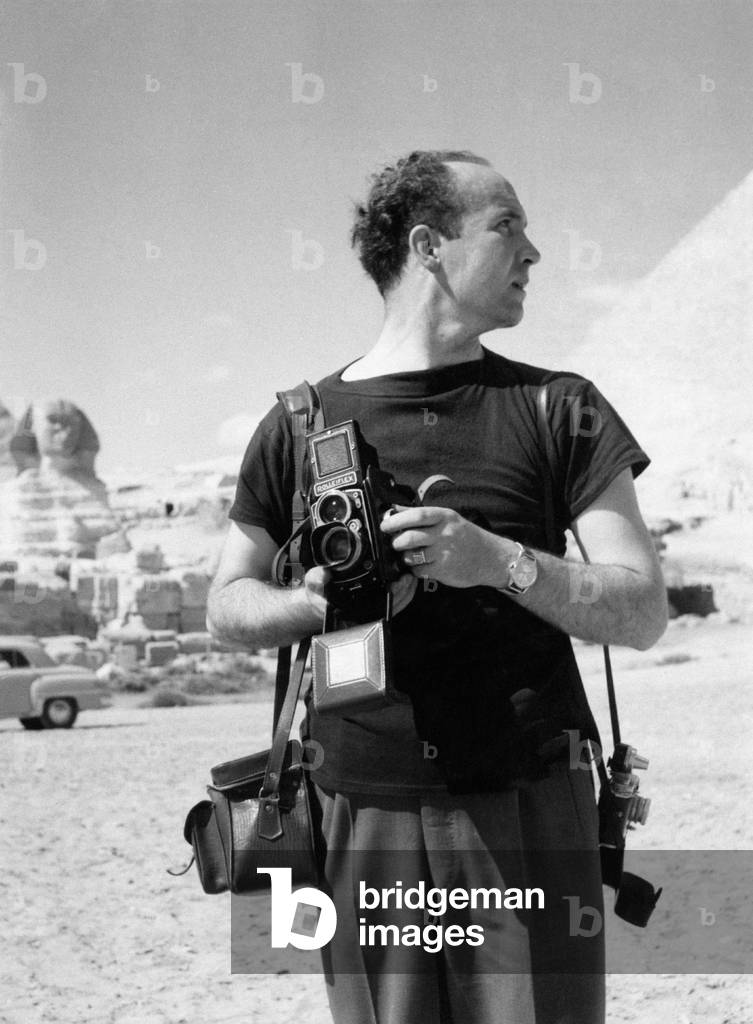 Mario De Biasi standing in Giza Necropolis