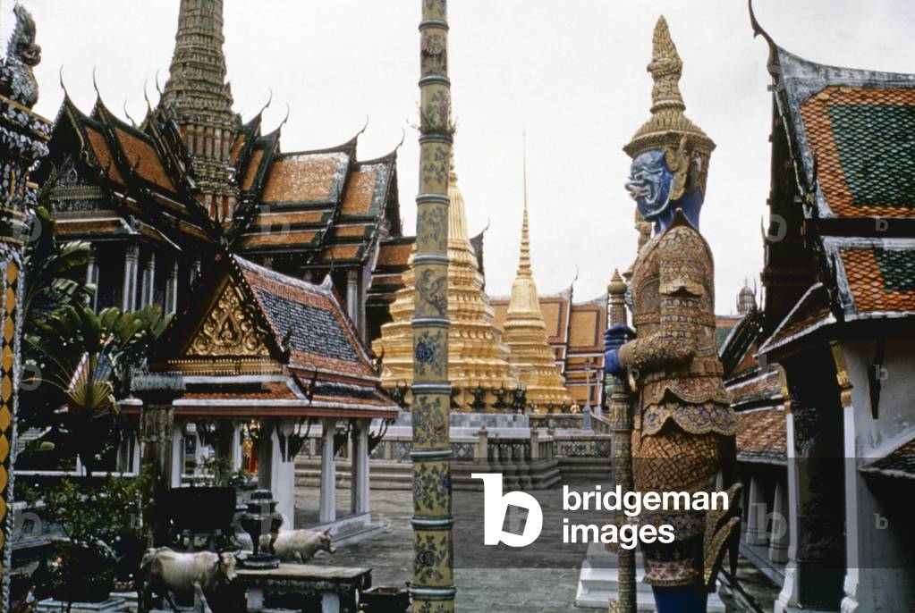 The Buddhist temple of Wat Phra Kaew, Bangkok, 1961 (b/w photo)