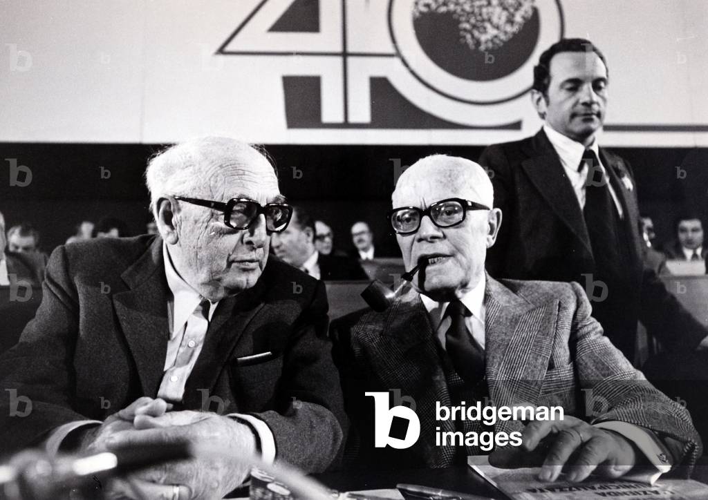Sandro Pertini and Pietro Nenni, Italy, 1976 (b/w photo)