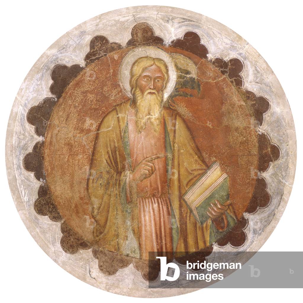 St. John the Evangelist, Attributed to the Master of Velo d'Astico or Luca da Vicenza, 15th century, fresco.