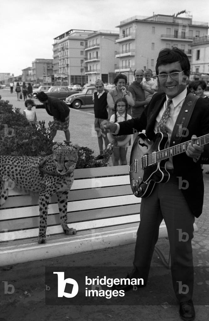 Al Bano with a cheetah, Italy, 1960