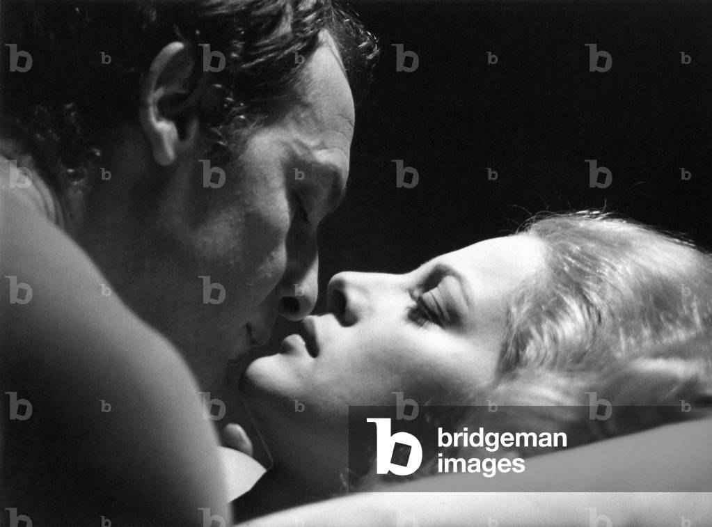 Virna Lisi and Philippe Leroy in a film, 1965 (b/w photo)