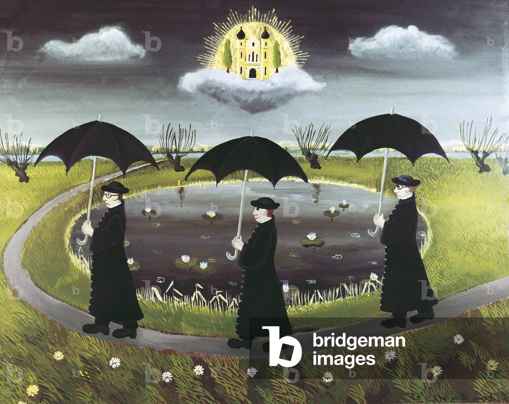 Umbrellas, 1967 (oil on glass)