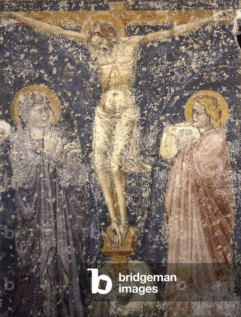 Crucifixion, by Artist from northern Italy, 1350, 14th century, fresco.