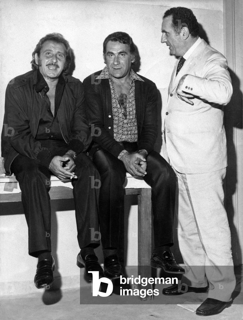 Domenico Modugno, Alberto Lupo and Ezio Radaelli posing, Italy