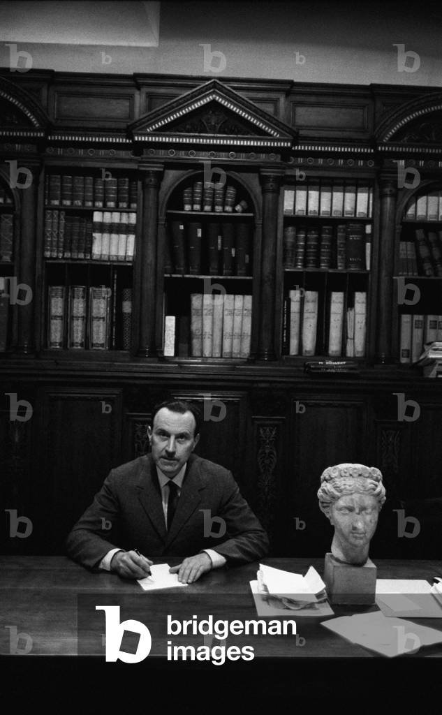 Alessandro Bonsanti sitting in his studio, Fiesole, Italy, 1966