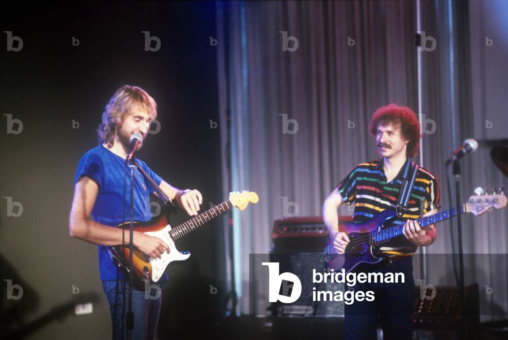 Mike Rutherford and Daryl Stuermer playing at a concert