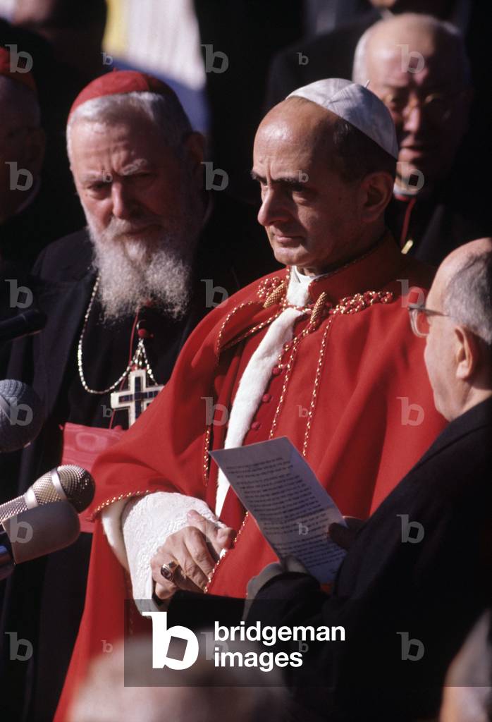 Zalman Shazar greeting pope Paul VI, Israel, 1964 (photo)