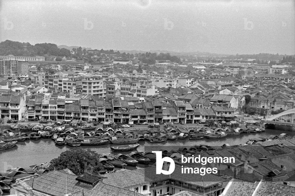 Panoramic view of the city of Singapore, Singapore, 1962 (b/w photo)