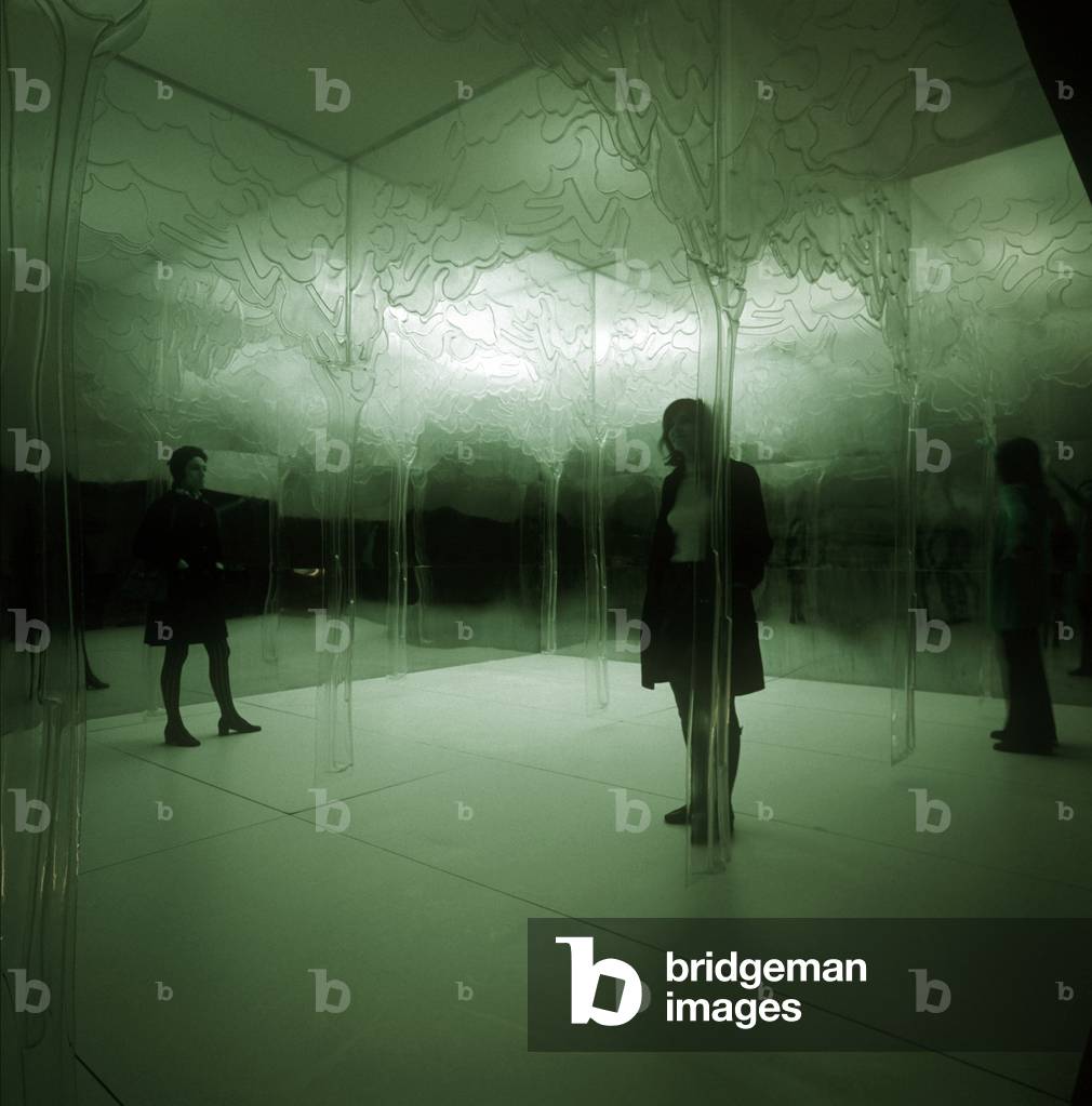 Natural Artificial Wood, 1967 (printed & vacuum sealed methacrylate, steel & coloured lighting)