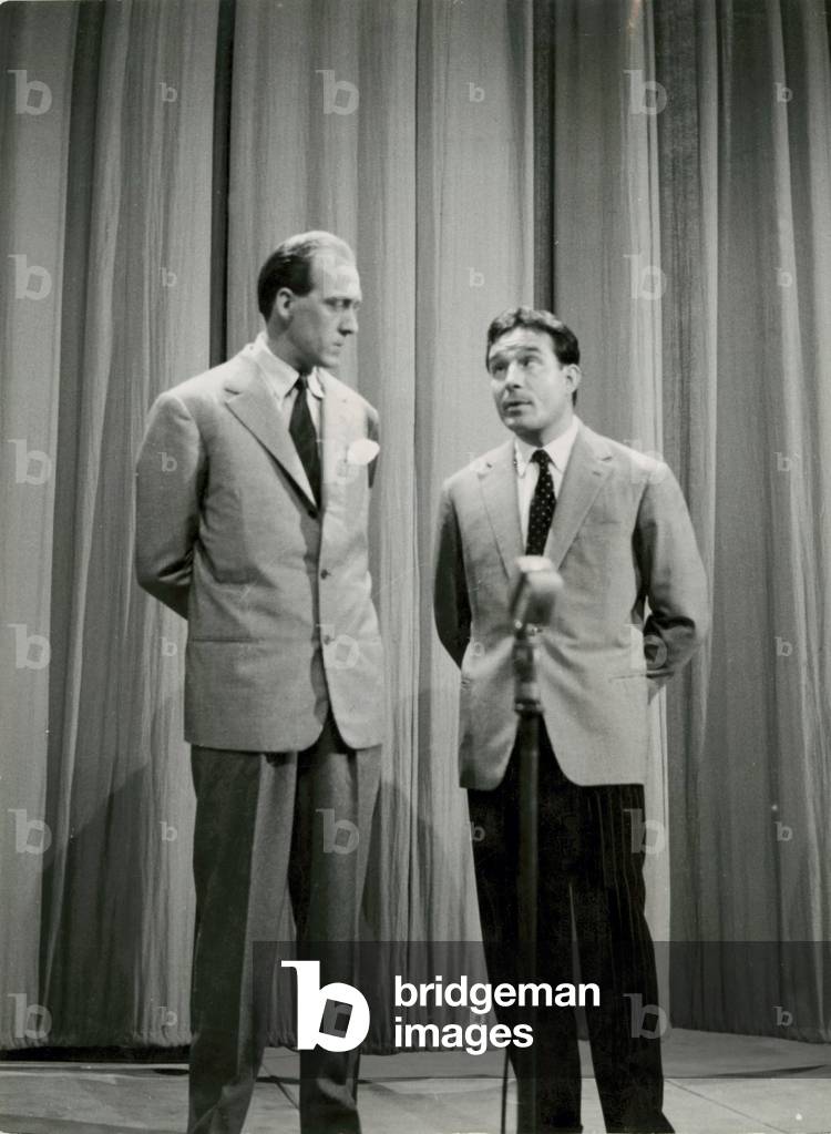 Ugo Tognazzi and Raimondo Vianello in Un due tre, Milan, Italy, 1954