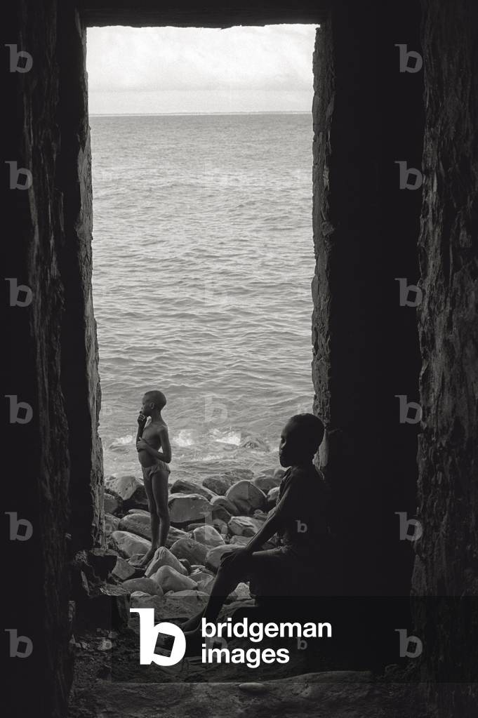 Children by the ocean