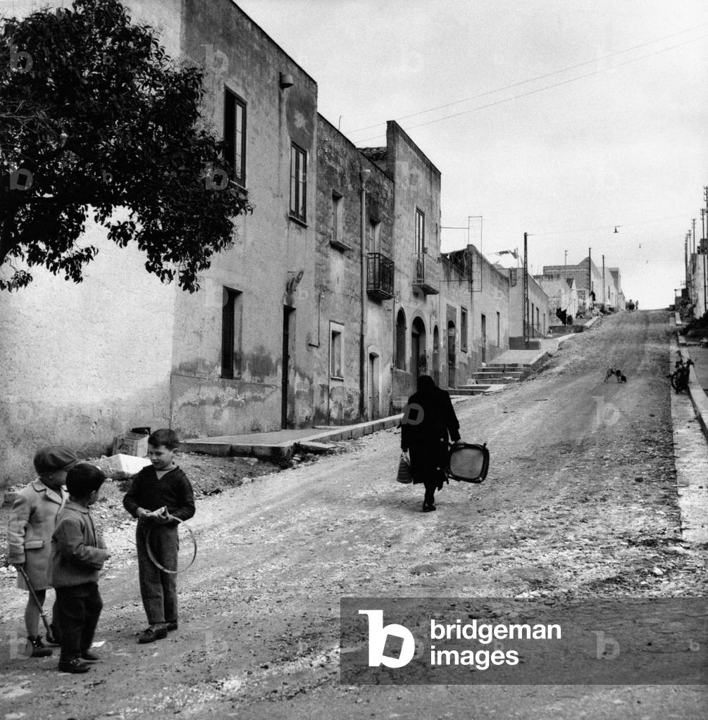 View of a road of the village of Custonaci, in the province of Trapani, Custonaci, Italy